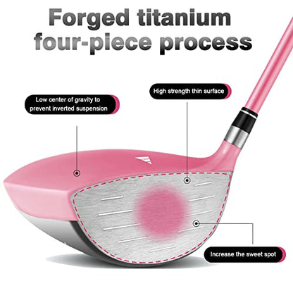 Комплект женский PGM  4 шт - титан, 1 вуд (#1), 2 айрон (#7, SW), 1 паттер с сумка-подставка - правая рука