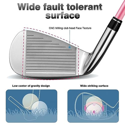 Комплект женский PGM  4 шт - титан, 1 вуд (#1), 2 айрон (#7, SW), 1 паттер с сумка-подставка - правая рука