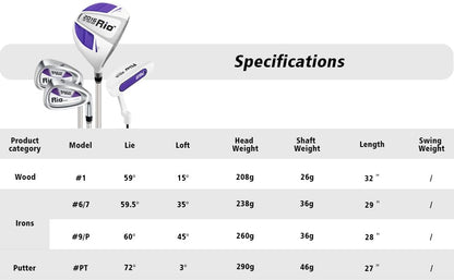 Комплект детский PGM -1 вуд, 2 айрон, 1 паттер, сумка, унисекс