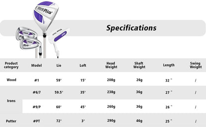 Комплект детский PGM -1 вуд, 2 айрон, 1 паттер, сумка, унисекс