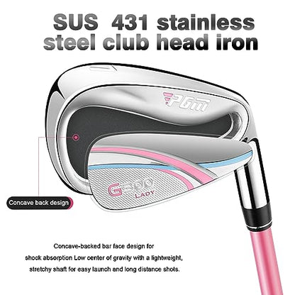 Комплект женский PGM  4 шт - титан, 1 вуд (#1), 2 айрон (#7, SW), 1 паттер с сумка-подставка - правая рука