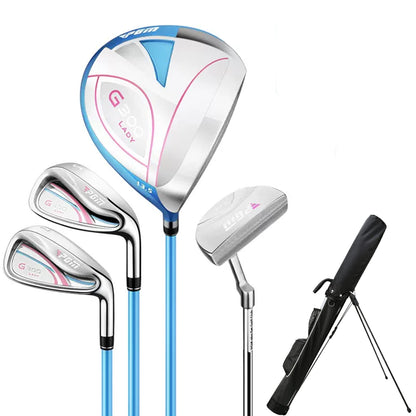 Комплект женский PGM  4 шт - титан, 1 вуд (#1), 2 айрон (#7, SW), 1 паттер с сумка-подставка - правая рука
