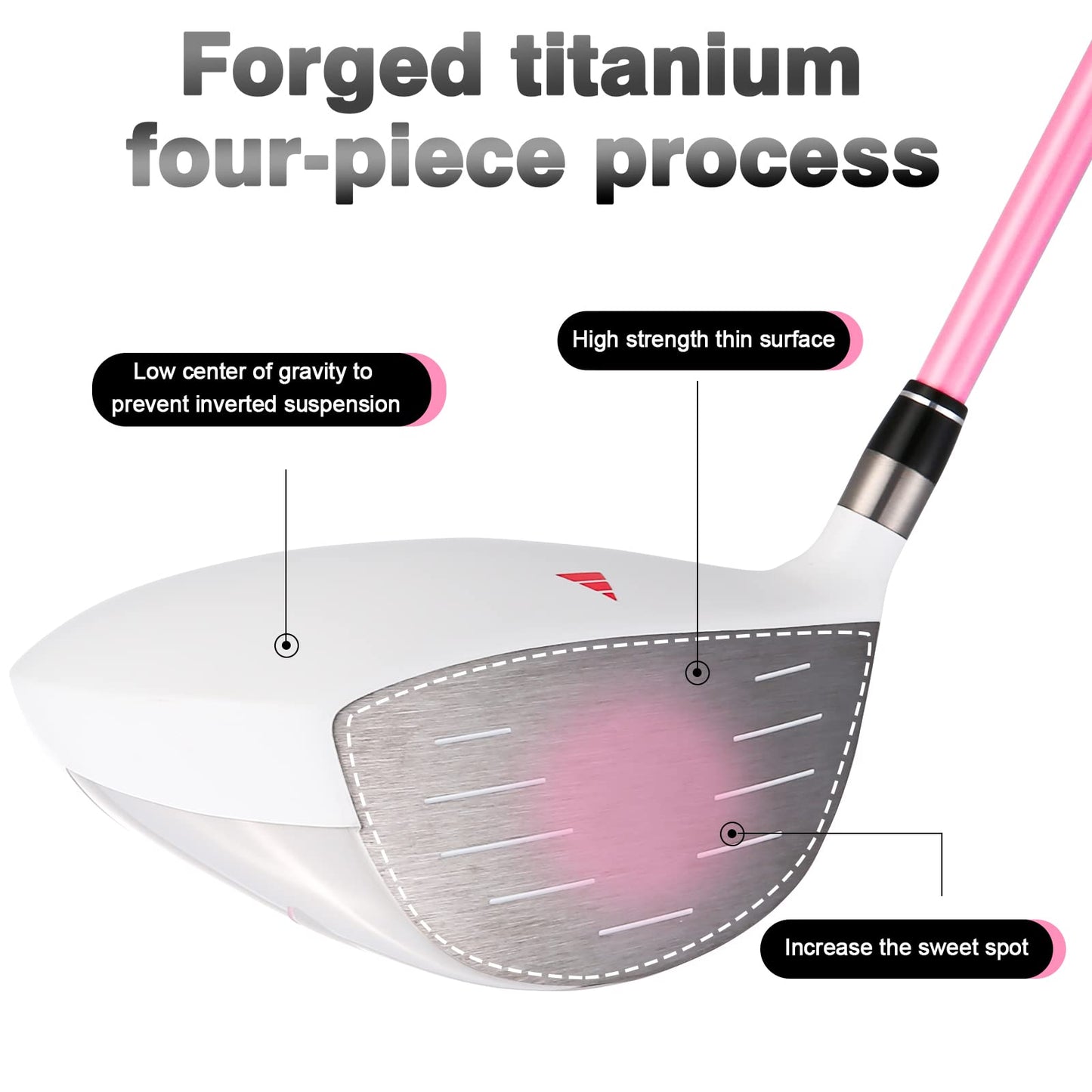Комплект женский PGM  4 шт - титан, 1 вуд (#1), 2 айрон (#7, SW), 1 паттер с сумка-подставка - правая рука