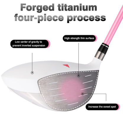 Комплект женский PGM  4 шт - титан, 1 вуд (#1), 2 айрон (#7, SW), 1 паттер с сумка-подставка - правая рука