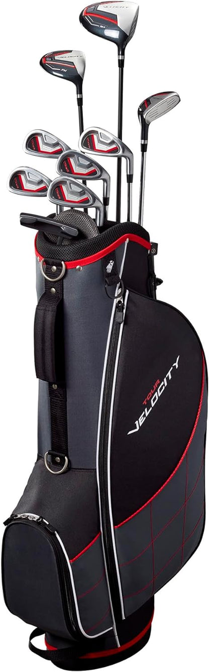 Полный набор для гольфа Wilson Tour Velocity с сумкой-стойкой — мужская правая рука, Regular Flex, черный/красный 