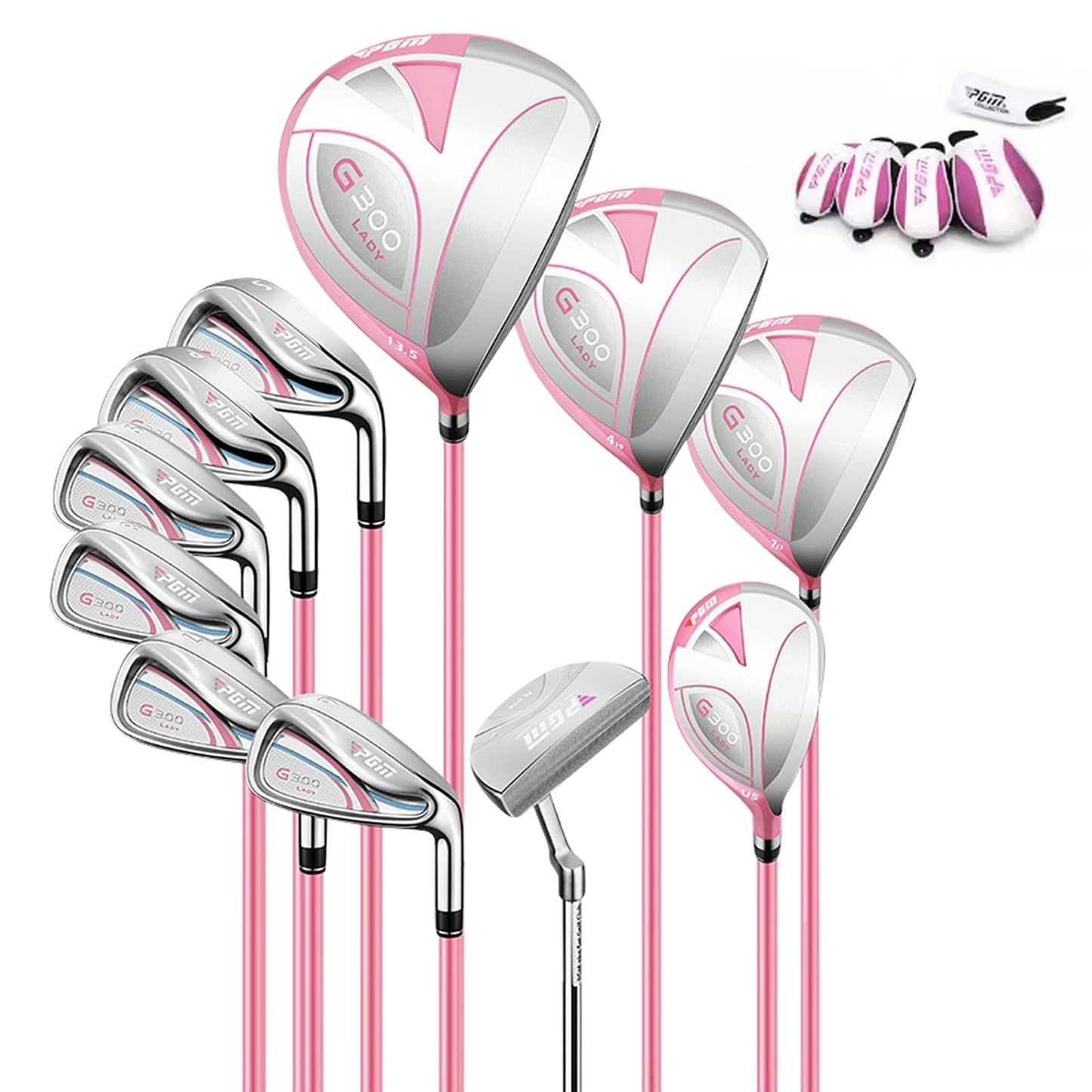 Комплект женский PGM  11 шт -  4 титан вуд(#1,3,5,4H), 6 айрон (#6,7,8,9,PW,SW), 1 паттер— 1 сумка-подставка