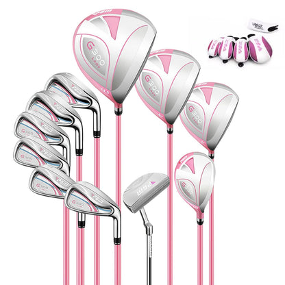 Комплект женский PGM  11 шт -  4 титан вуд(#1,3,5,4H), 6 айрон (#6,7,8,9,PW,SW), 1 паттер— 1 сумка-подставка