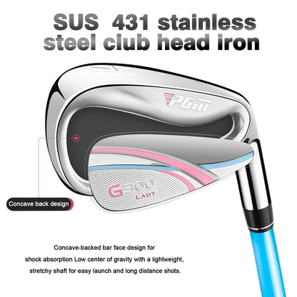 Комплект женский PGM  4 шт - титан, 1 вуд (#1), 2 айрон (#7, SW), 1 паттер с сумка-подставка - правая рука