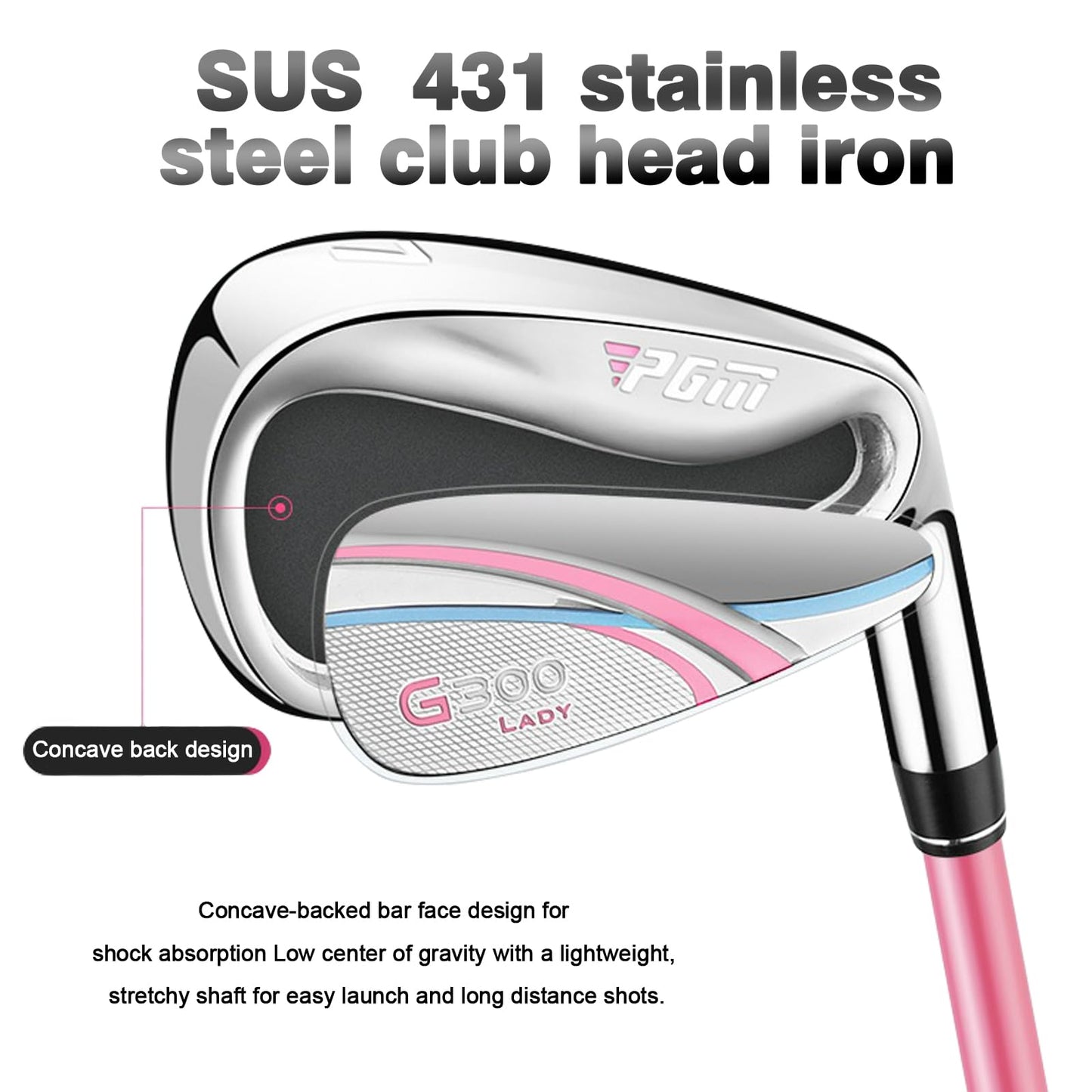 Комплект женский PGM  4 шт - титан, 1 вуд (#1), 2 айрон (#7, SW), 1 паттер с сумка-подставка - правая рука