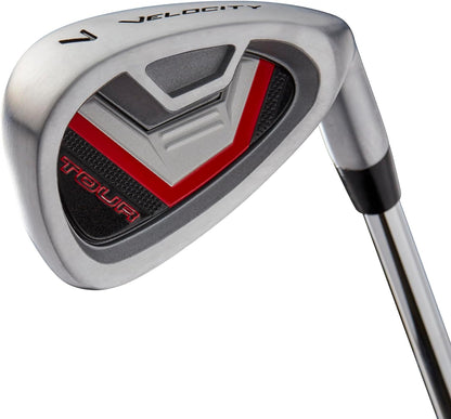 Полный набор для гольфа Wilson Tour Velocity с сумкой-стойкой — мужская правая рука, Regular Flex, черный/красный 