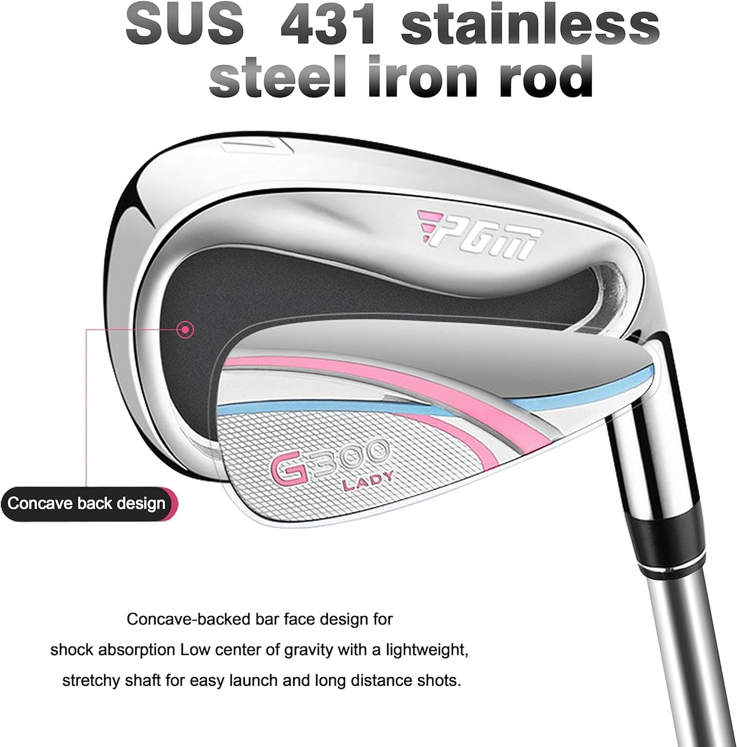 Комплект женский PGM  4 шт - титан 1 вуд, 2 айрон, 1 паттер сумка-подставка -LTG035-8